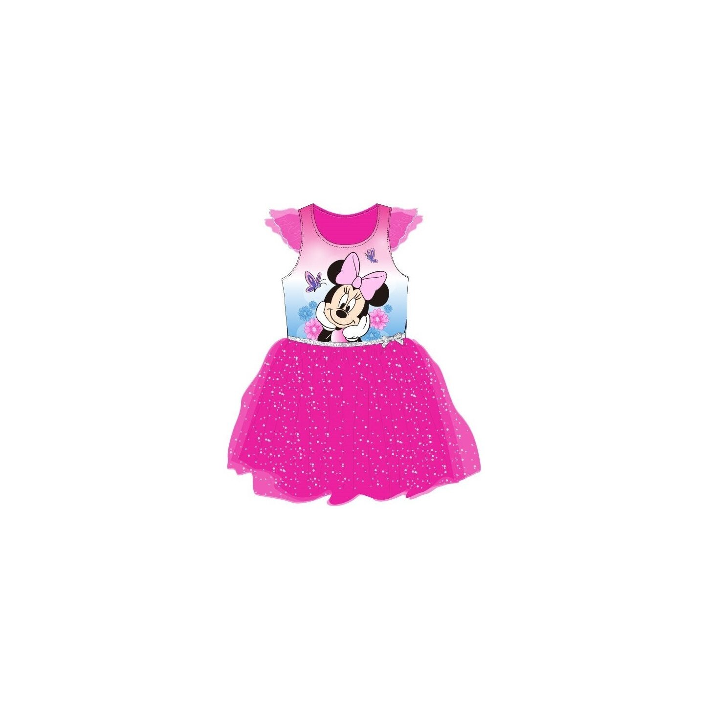 Rochie roz, tutu, Minnie cu fluturasi